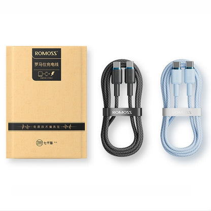 ROMOSS PD100W 5A Dual USB-C / Type-C Data Cable Mobile Phone Tablet  Fast Charging Cable With Light 2m(Black) - USB-C & Type-C Cable by ROMOSS | Online Shopping UK | buy2fix