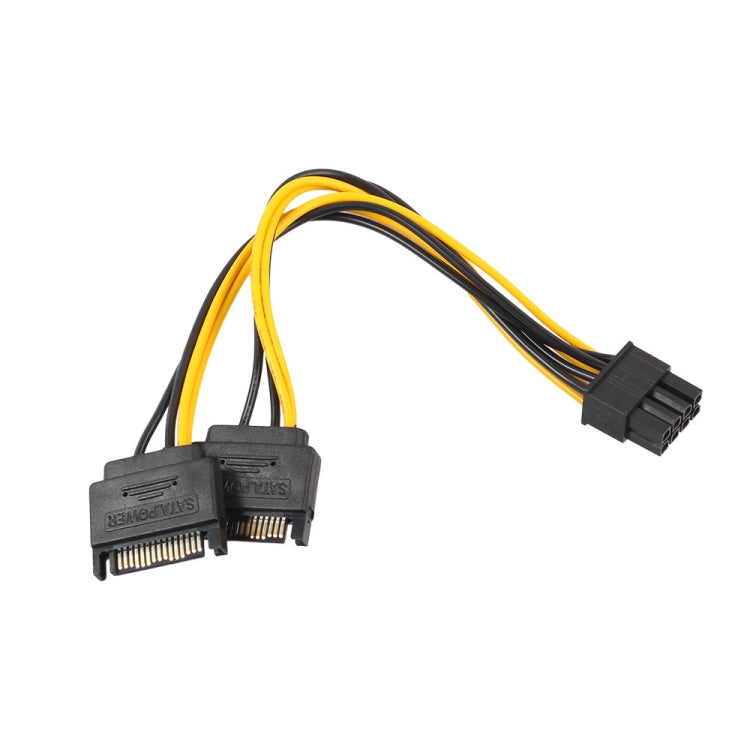 0.2m Full Copper GPU Graphics Card 8 Pin Female To Double 15 Pin SATA Computer Motherboard Power Transfer Line(Black and Yellow Line) - eSATA & SATA & IDE by buy2fix | Online Shopping UK | buy2fix