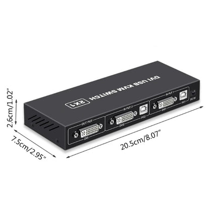 4K DVI USB KVM Switch DVI 2 In 1 Out Adapter Two Computer Shared Switcher Hub(Black) - Switch by buy2fix | Online Shopping UK | buy2fix