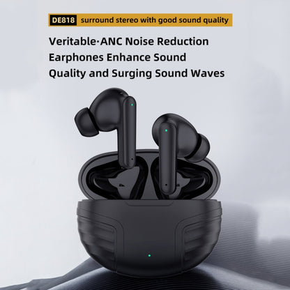 DE818 Bluetooth V5.3 In-Ear Headset  ANC+ENC Noise Reduction Headphone With Charging Case(Black) - Bluetooth Earphone by buy2fix | Online Shopping UK | buy2fix