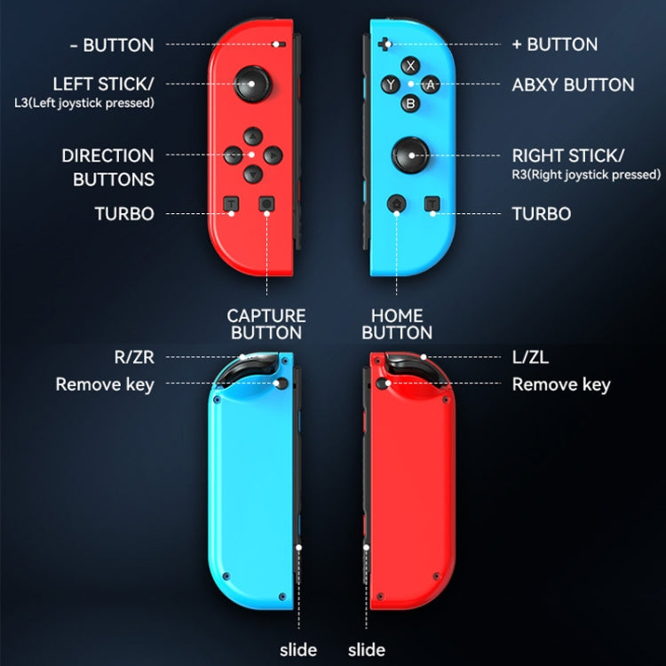 JOY-02 Gaming Left And Right Handle With RGB Lights Body Feel Bluetooth Gamepad For Switch / Switch OLED / Switch Pro / Switch Lite / Switch Joycon(Blue Red) - Gamepads by buy2fix | Online Shopping UK | buy2fix