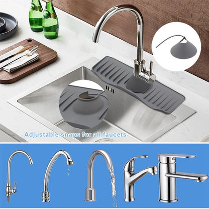 Bathroom Kitchen Silicone Faucet Anti-Splash Drain Mat, Color: Black(37x14.7x2cm) - Faucets & Accessories by buy2fix | Online Shopping UK | buy2fix