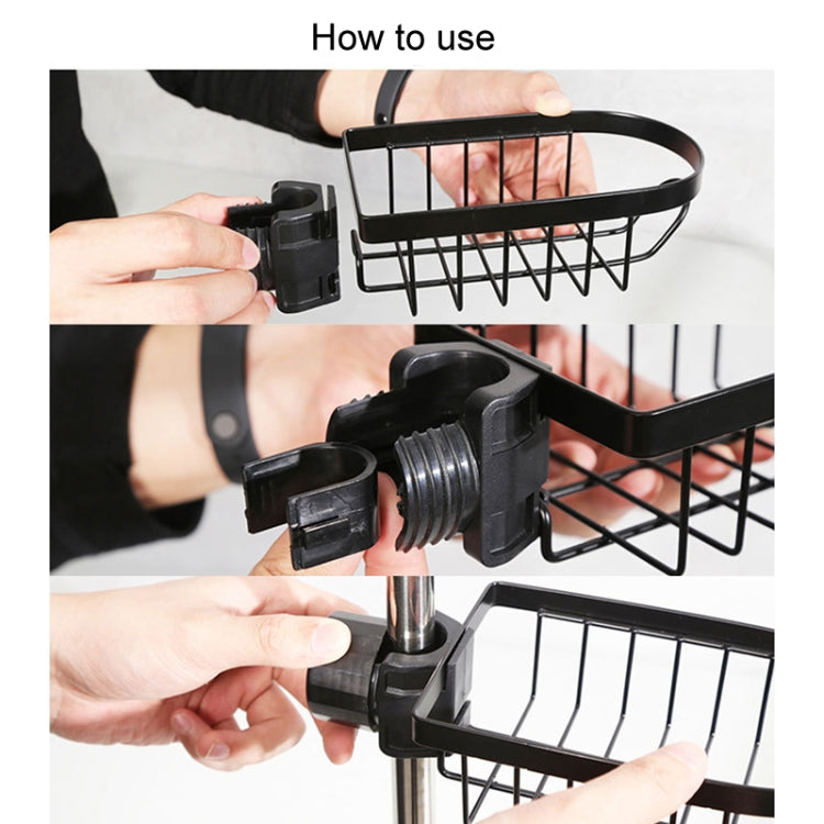 Kitchen Faucet Shelf No-Punch Sink Rag Drainage Basket Sponge Drainage Storage Rack, Style: A Black - Shelf by buy2fix | Online Shopping UK | buy2fix