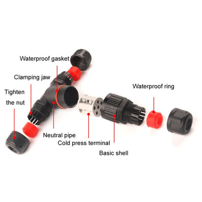 Outdoor T-Wire Terminal Block Five Pole Male And Female Docking Waterproof Connector(Black) - Connector & Plug by buy2fix | Online Shopping UK | buy2fix