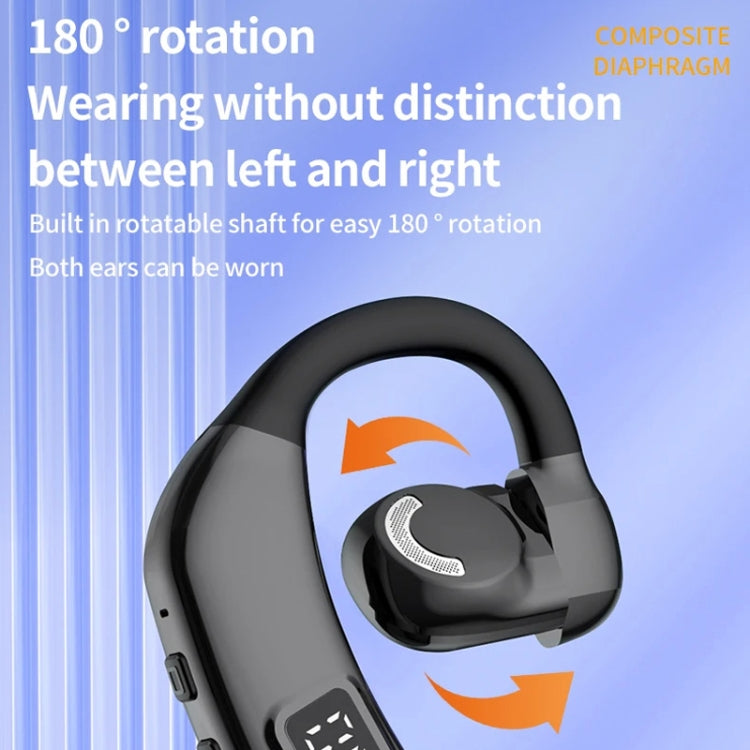 Bluetooth Headset Digital Display Hanging Ear OWS Stereo Sports Earbuds(Black) - Bluetooth Earphone by buy2fix | Online Shopping UK | buy2fix