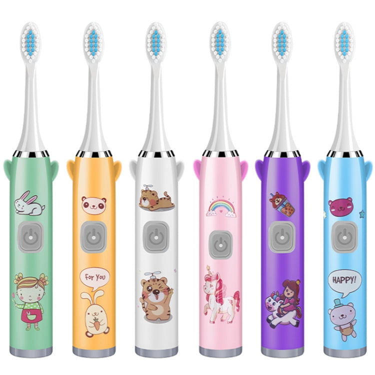 USB Charging Fully Automatic Ultrasonic Cartoon Children Electric Toothbrush, Color: Pink with 1 Head - Toothbrushes by buy2fix | Online Shopping UK | buy2fix