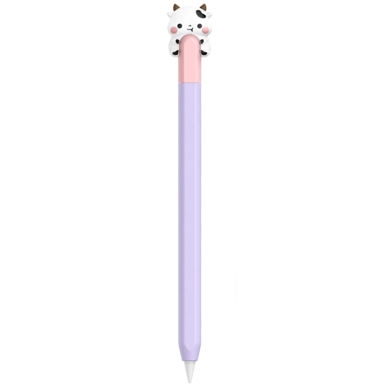 For Apple Pencil (USB-C) AhaStyle PT129-3 Stylus Cover Silicone Cartoon Protective Case, Style: Purple Cow - Pencil Accessories by AhaStyle | Online Shopping UK | buy2fix