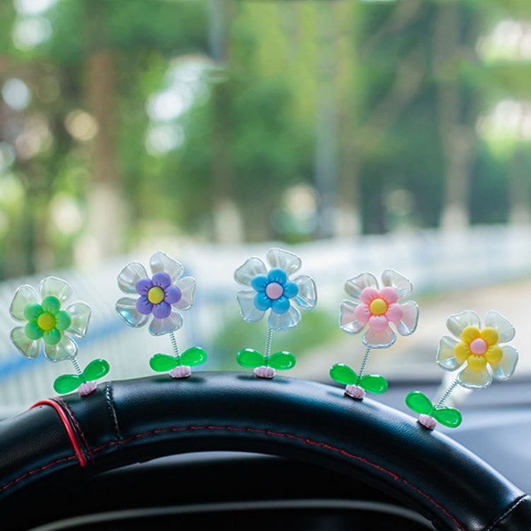 5pcs /Set Cute Cartoon Flower Car Shaking Ornament Car Dashboard Decoration, Style: Transparent Green Leaf - Ornaments by buy2fix | Online Shopping UK | buy2fix