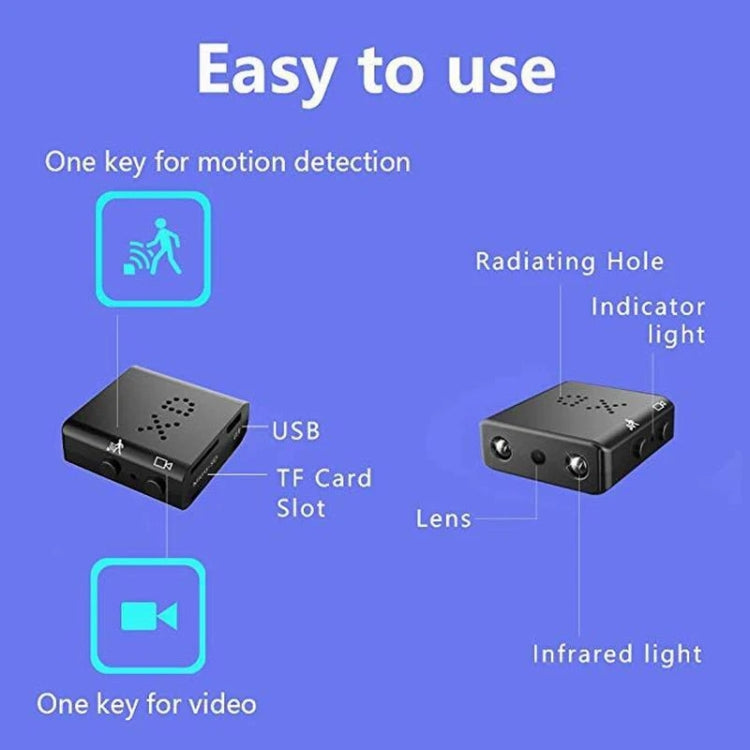 XD Camera 1080p HD Video Smart IR-CUT Infrared Night Vision Sports Camera(Direct Version No Battery) - Mini Camera by buy2fix | Online Shopping UK | buy2fix