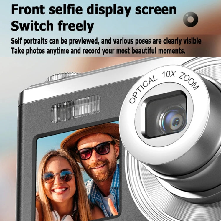 4K HD Optical Zoom Digital Camera 60MP Dual Screen Selfie Camera, No Memory(White) - Video Cameras by buy2fix | Online Shopping UK | buy2fix