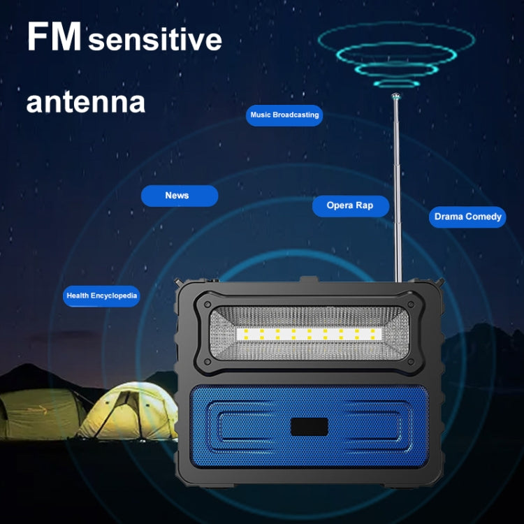 DV-690 Dual LED Light Solar Wireless Bluetooth Speaker Outdoor Camping FM Radio(Black) - Radio Player by buy2fix | Online Shopping UK | buy2fix