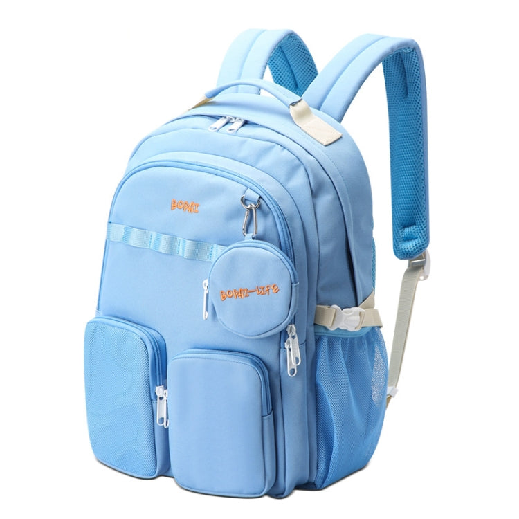 Bopai 68-01729 Large Capacity Canvas Lightweight and Breathable Student Schoolbag(Light Blue 2) - Double-shoulder Bags by Bopai | Online Shopping UK | buy2fix