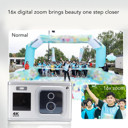 4K HD Optical Dual Lens Digital Camera 50MP Dual Screen Selfie Camera, No Memory(White) - Video Cameras by buy2fix | Online Shopping UK | buy2fix