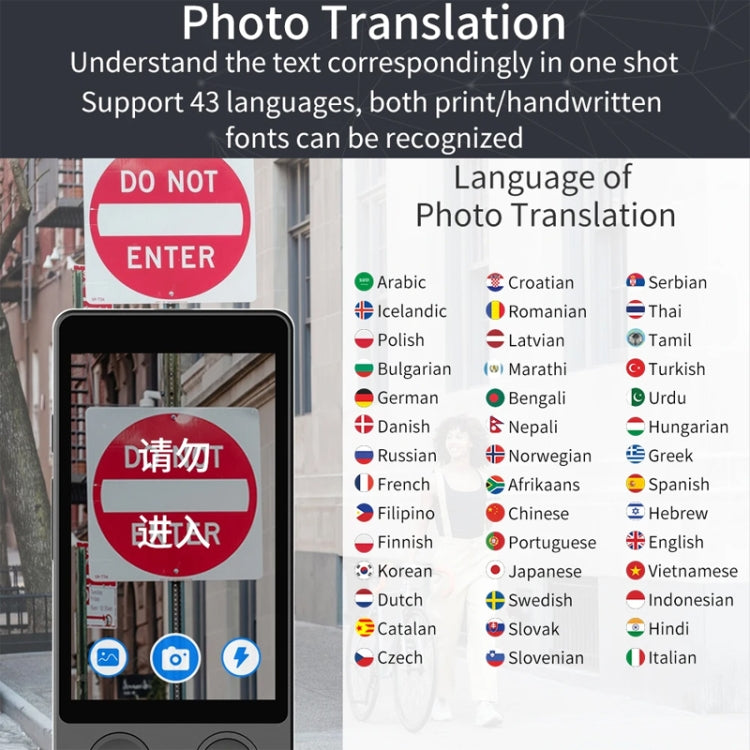Hishell W12 144 Languages AI Voice Translator Smart Camera Translator Offline Dialogue Real-Time Mutual Translation(Black) -  by Hishell | Online Shopping UK | buy2fix