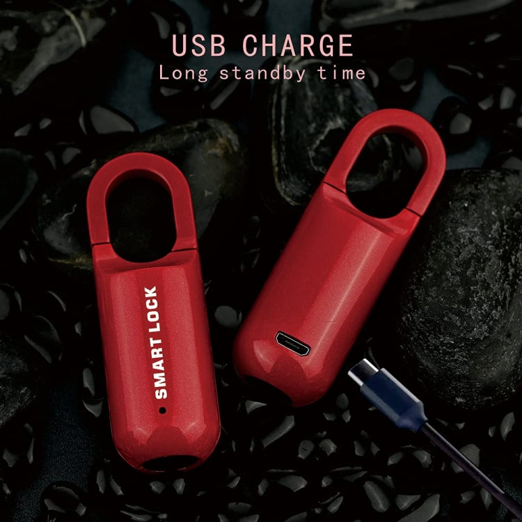 Smart USB Charging Bag Fingerprint Padlock Furniture Backpack Lock(Red) - Padlocks by buy2fix | Online Shopping UK | buy2fix