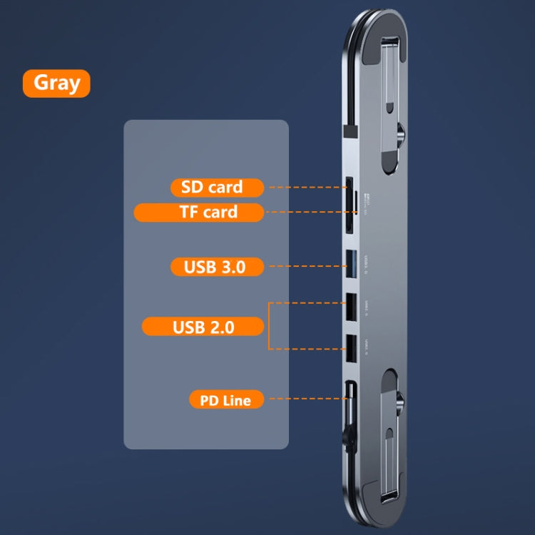 5 Ports USB-C/Type-C HUB Docking Station Laptop Stand Holder - Laptop Stand by buy2fix | Online Shopping UK | buy2fix