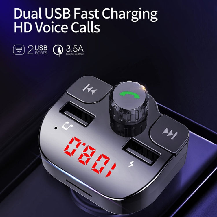 Car Bluetooth MP3 Player FM Transmitter Fast Charging(Black) - Bluetooth Car Kits by buy2fix | Online Shopping UK | buy2fix