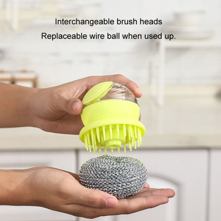 Kitchen Press Stain Removal Brush With Soap Dispenser Descaling Cleaning Pot Brush(Grey) - Cleaning Tools by buy2fix | Online Shopping UK | buy2fix