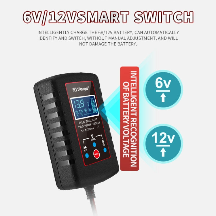 RJtianye 6V/12V ASE Adapter Cable Car Motorcycle Lawn Mower Battery Charger(EU Plug) - Battery Charger by RJtianye | Online Shopping UK | buy2fix