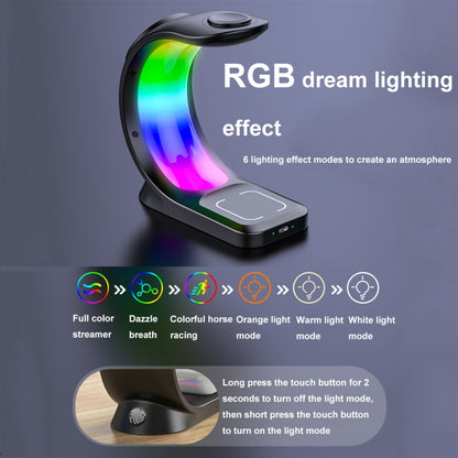 T17 3-in-1 RGB Atmosphere Light MagSafe Phone Watch Earphone Wireless Charger, Color: Black no Plug - Wireless Charger by buy2fix | Online Shopping UK | buy2fix