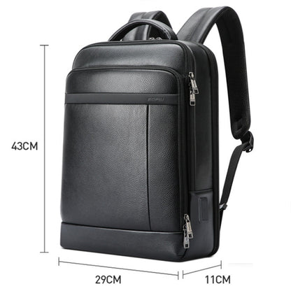 Bopai 61-120761 Large-capacity First-layer Cowhide Business Laptop Backpack With USB+Type-C Port(Black) - Backpack by Bopai | Online Shopping UK | buy2fix