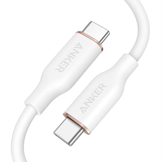 ANKER A8553 Powerline III 1.8m Skin Friendly Dual Type-C Data Cable PD100W Fast Charging Cable(White) - USB-C & Type-C Cable by ANKER | Online Shopping UK | buy2fix