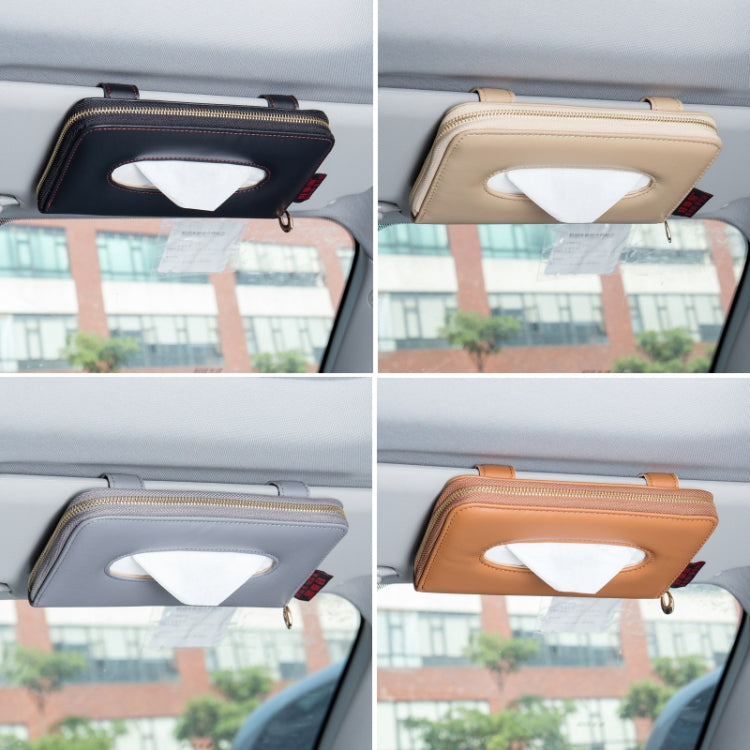 Car Sun Visor Skylight Hanging Tissue Box(H053 Beige) - Stowing Tidying by buy2fix | Online Shopping UK | buy2fix