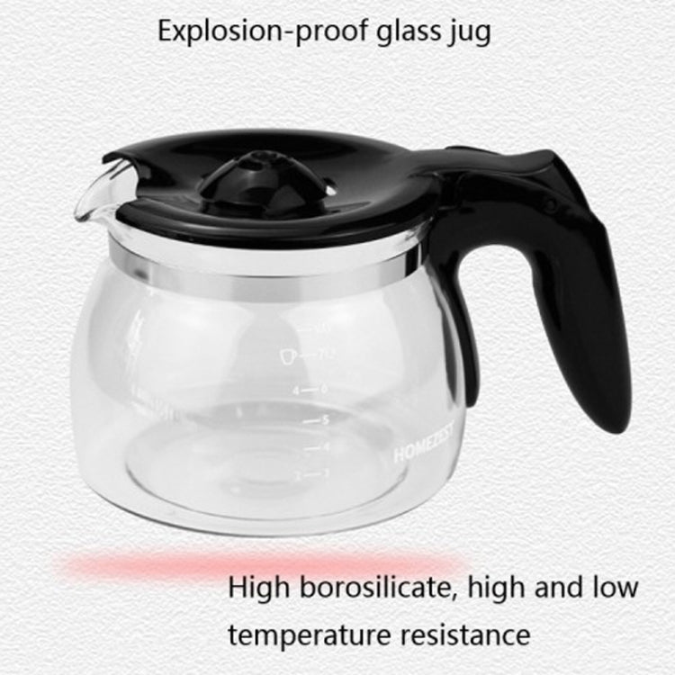 HOMEZEST 600W 0.65L  Automatic Drip Coffee Maker with Glass Carafe 2-6 Cup Capacity(323 Black UK Plug) - Coffee Tools by HOMEZEST | Online Shopping UK | buy2fix