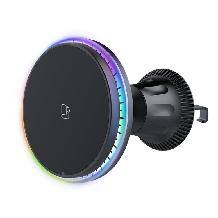 Car Magnetic Wireless Charging Cell Phone Holder With Ambient Light, Style: Colorful Light - Wireless Charger Holders by buy2fix | Online Shopping UK | buy2fix