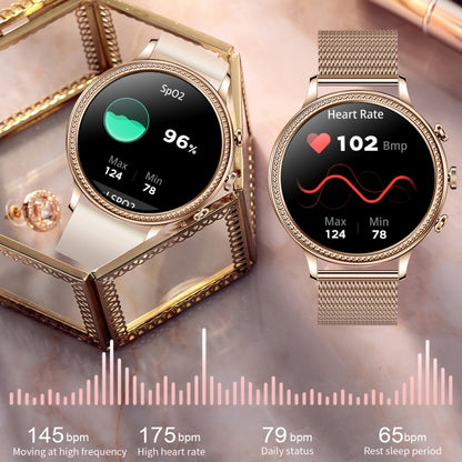 V60 1.39 Inch Health Monitoring Multifunctional Waterproof Bluetooth Call Smart Watch, Color: Gold Steel - Smart Watches by buy2fix | Online Shopping UK | buy2fix