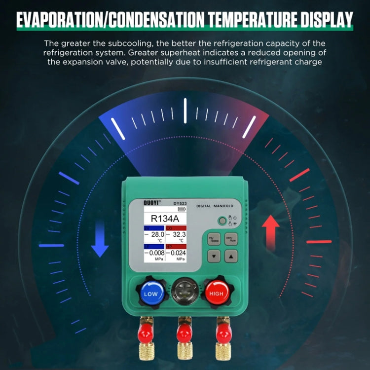 2pcs / Set DUOYI DY523 Automotive Vacuum Pressure Gauge Liquid Charge Fluorine Repair Electronic Refrigerant Meter - Electronic Test by DUOYI | Online Shopping UK | buy2fix