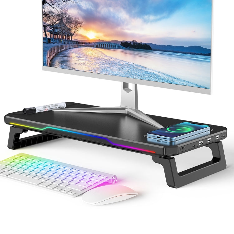 RGB Computer Monitor Stand Riser 3 USB 2.0 +1 Type-C Ports, Spec: Basic Black - Laptop Stand by buy2fix | Online Shopping UK | buy2fix