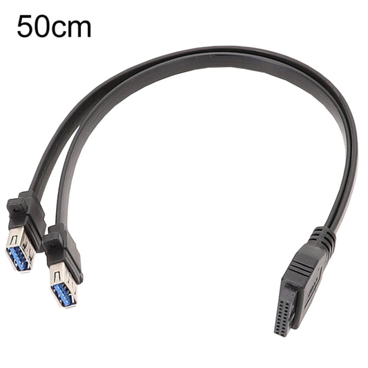 50cm Motherboard USB3.0 Panel Cable Front 19Pin To Dual-Port A Female Data Flat Cable - USB 3.0 by buy2fix | Online Shopping UK | buy2fix