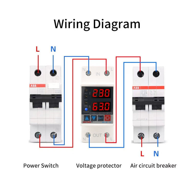 SINOTIMER SVP-718 40A Adjustable Self-resetting Intelligent Over-voltage and Under-voltage Protector 220V AC - Other Tester Tool by SINOTIMER | Online Shopping UK | buy2fix