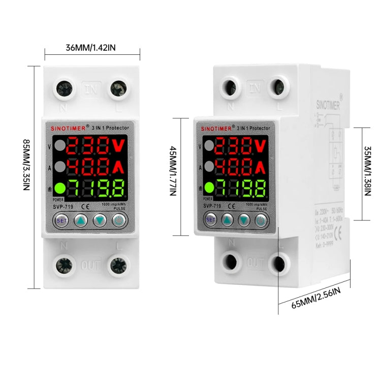 SINOTIMER SVP-719 63A_N Over Under Voltage Protector Electricity Usage Monitor Power Voltmeter - Other Tester Tool by SINOTIMER | Online Shopping UK | buy2fix