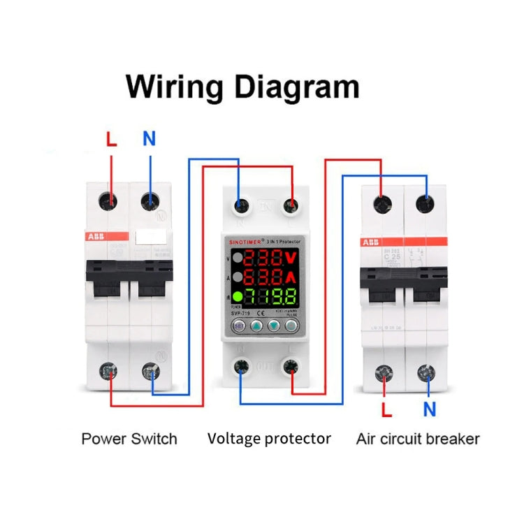 SINOTIMER SVP-719 63A_N Over Under Voltage Protector Electricity Usage Monitor Power Voltmeter - Other Tester Tool by SINOTIMER | Online Shopping UK | buy2fix