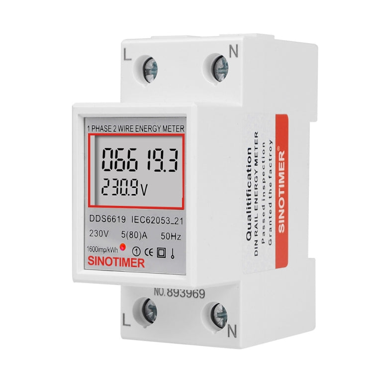 SINOTIMER  DDS6619 80A 230V Din Rail Single Phase Energy Meter Voltage Current Power Meter Without Backlight - Other Tester Tool by SINOTIMER | Online Shopping UK | buy2fix