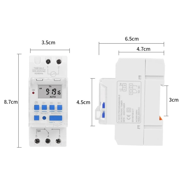 SINOTIMER TM919A-4 12V 16A Din Rail Mount Digital Timer Switch Microcomputer Weekly Programmable Time Relay Control - Switch by SINOTIMER | Online Shopping UK | buy2fix