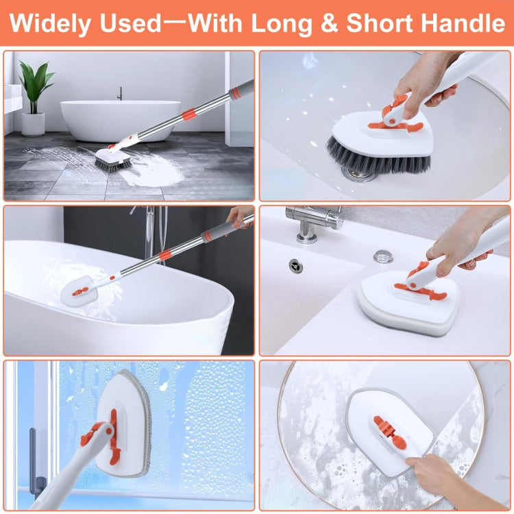 Shower Cleaning Brush With 52 Inch Adjustable Handle Tub Tile Scrubber Brush, Spec: Set 4 - Handheld Cleaner & Mops by buy2fix | Online Shopping UK | buy2fix