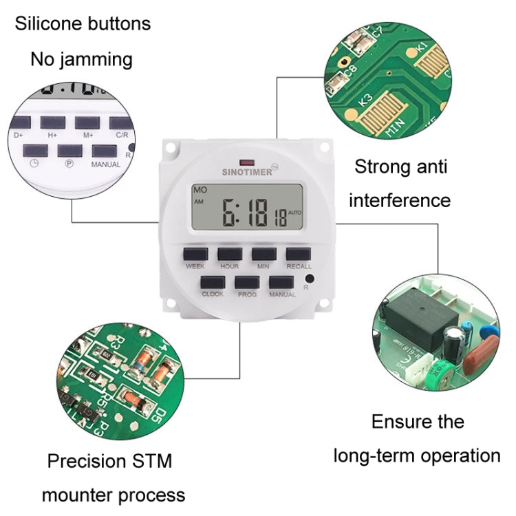 SINOTIMER Programmable Timer Switch Time Controller, Model: TM618H-4 12V - Digital Countdown by SINOTIMER | Online Shopping UK | buy2fix