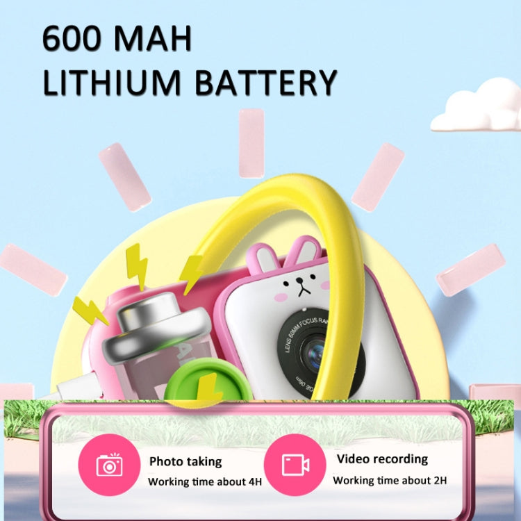 2.4 Inch IPS Screen 48MP Dual Lens Kids Digital Camera Mini Video Camera With 64G TF Card Pink Bunny - Children Cameras by buy2fix | Online Shopping UK | buy2fix