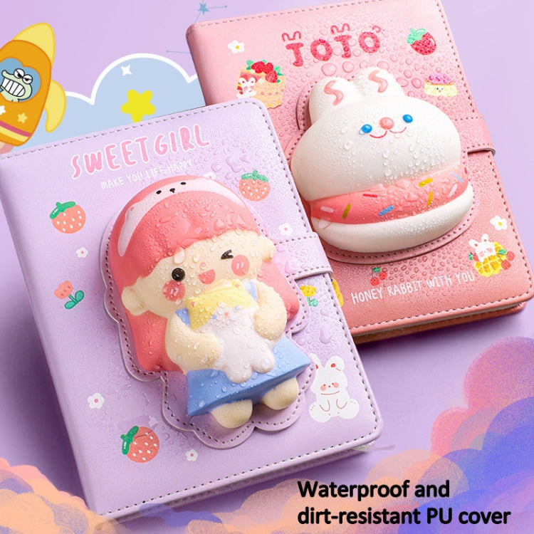 Kabaxiong A5 Size 3D Squishy Destress Cute Notebook Diary 100 Inner Pages(Honey Rabbit) - Notebooks by Kabaxiong | Online Shopping UK | buy2fix