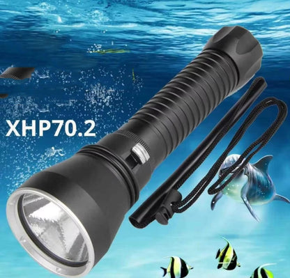 XHP70.2  Diving Flashlight 3000 Lumens IPX8 Waterproof Underwater 80m Without Battery Yellow Light - Diving Flashlight by buy2fix | Online Shopping UK | buy2fix