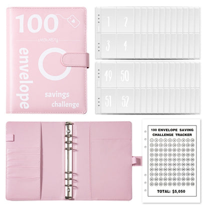 A5 100 Day Savings Challenge Envelope Budget Planner Binder Notebook Handbook, Color: Pattern Pink - Notebooks by buy2fix | Online Shopping UK | buy2fix