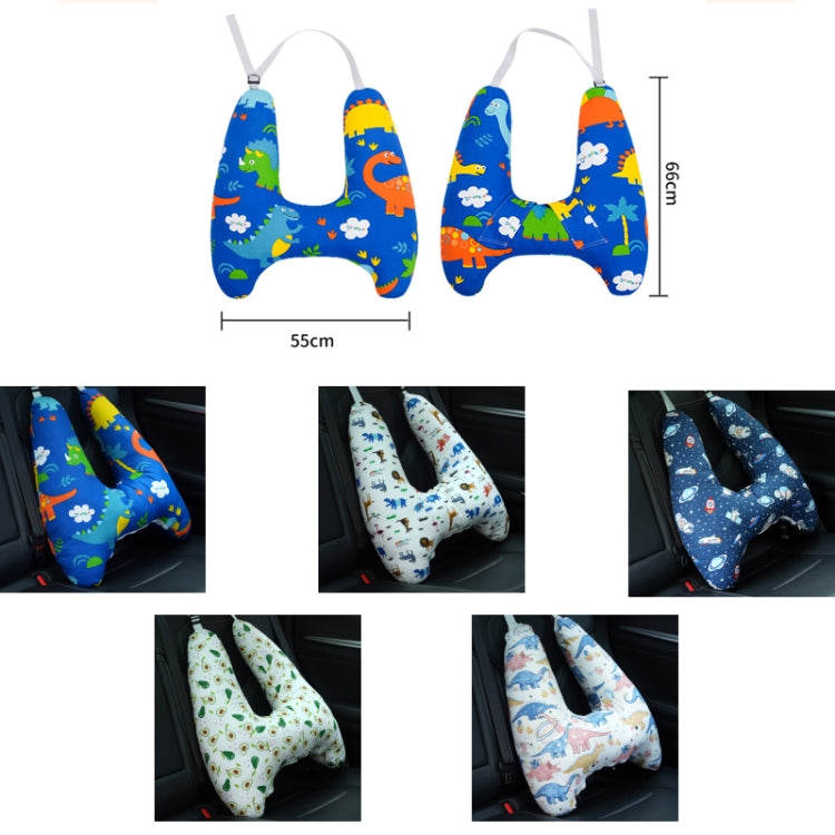 55x66cm Children Car Seat Belt Prevent Neck Strangulation Sleeping Pillow(Blue Dinosaur) - Seat Accessories by buy2fix | Online Shopping UK | buy2fix