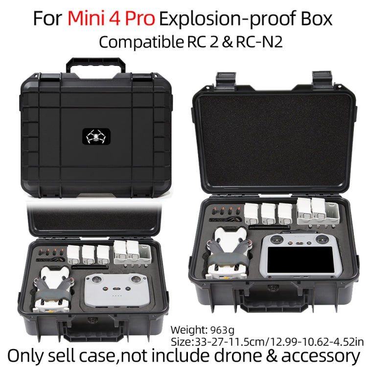 For DJI Mini 4 Pro / Mini 3 Pro Drone Suitcase Explosion-proof Box Compatible with RC & RC 2, RC-N1 & RC-N2(Black) - Backpacks & Bags by buy2fix | Online Shopping UK | buy2fix