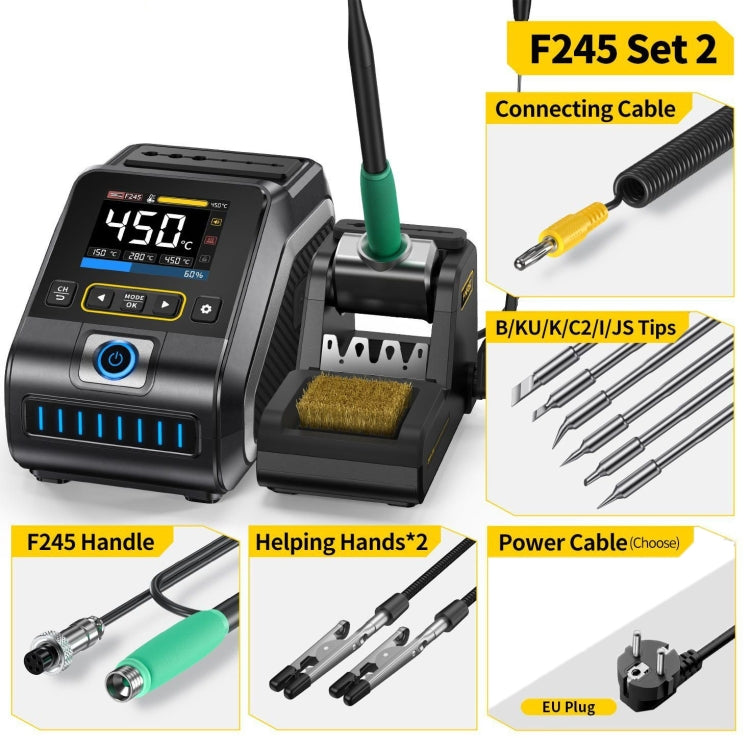 FNIRSI 200W Intelligent Constant Temperature Electric Soldering Iron Station, Set: EU Plug F245 Upgrade 6 Heads - Electric Soldering Iron by FNIRSI | Online Shopping UK | buy2fix