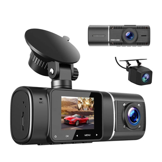 3-recording Front 1080+Internal 1080+Rear 480 HD Car Recorder - Car DVRs by buy2fix | Online Shopping UK | buy2fix