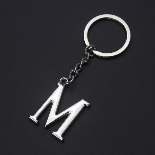 Double-Sided Three-Dimensional Plating Alphabet Keychain, Style: M - Key Rings by buy2fix | Online Shopping UK | buy2fix