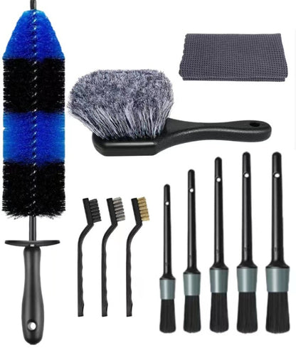 11pcs /Set Car Wash Cleaning Gap Detail Short Handle Brush(Blue) - Car washing supplies by buy2fix | Online Shopping UK | buy2fix